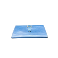 Hermès Béarn Compact Wallet aus Leder in Blau