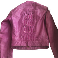 Roberto Cavalli Jacket/Coat Leather in Pink