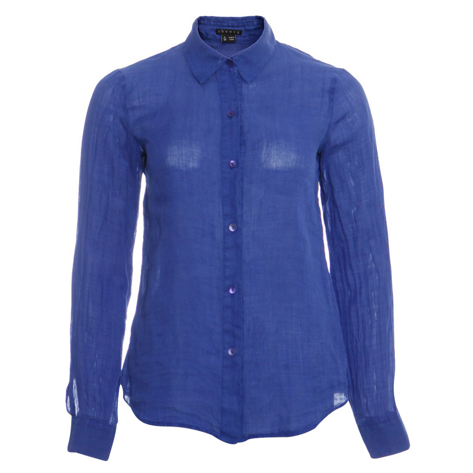 Theory Blue linen blouse