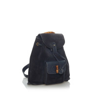Gucci Bamboo Backpack aus Wildleder in Blau