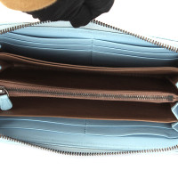 Bottega Veneta Portemonnaie mit Zip 19cm Leer in Blauw