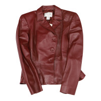 Oscar De La Renta Jacket/Coat Leather in Red