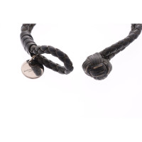 Bottega Veneta Knot Intrecciato Leather Bracelet in Pelle in Nero