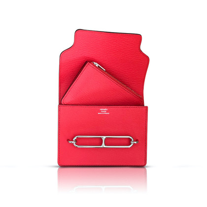 Hermès Roulis Slim Wallet Leer in Roze