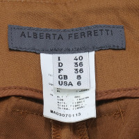 Alberta Ferretti Paire de Pantalon en Coton en Marron