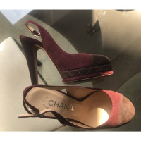 Chanel Sandalen Suède in Bordeaux