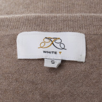 White T Cardigan in cashmere con frangia