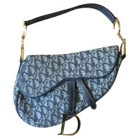 Christian Dior Saddle Bag aus Canvas in Blau