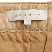 Sandro Pantalon en cuir couleur sable