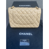 Chanel Classic Flap Bag Jumbo Leer in Beige