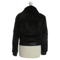Stefanel Leather jacket with fur trim