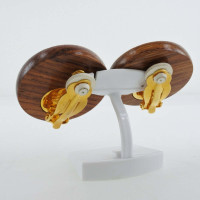Hermès Ohrring aus Holz in Braun