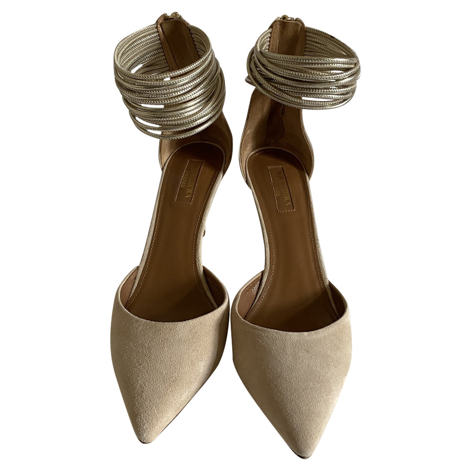 Aquazzura Pumps/Peeptoes aus Wildleder in Beige