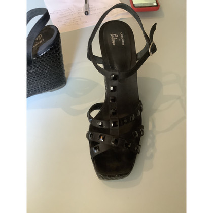 Castañer Chaussures compensées en Soie en Noir