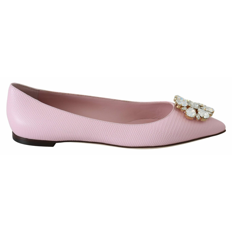 Dolce & Gabbana Slippers/Ballerina's Leer in Roze
