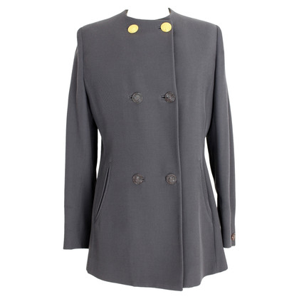 Gianni Versace Jacke/Mantel aus Wolle in Grau
