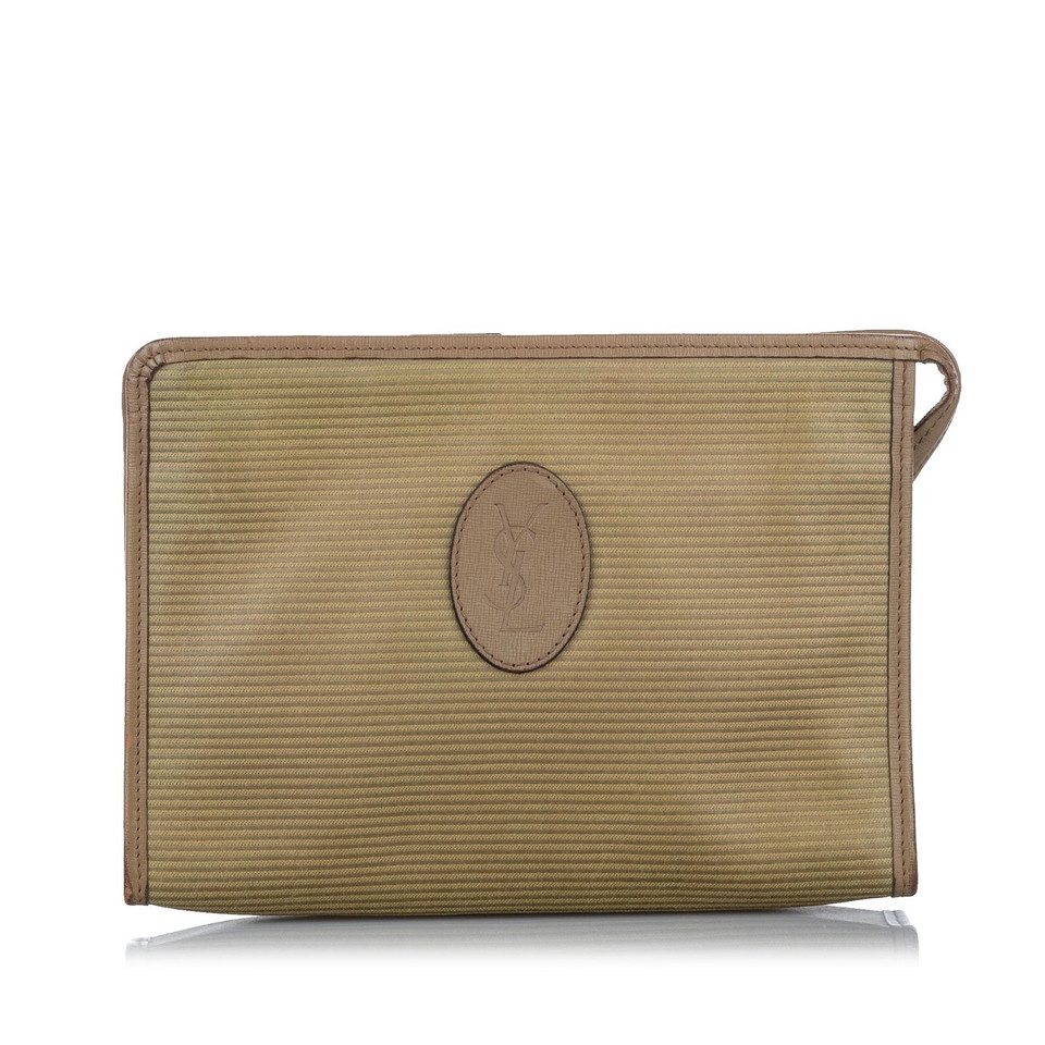 Yves Saint Laurent Clutch Bag Canvas in Beige