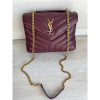 Saint Laurent Loulou Chain aus Leder in Bordeaux