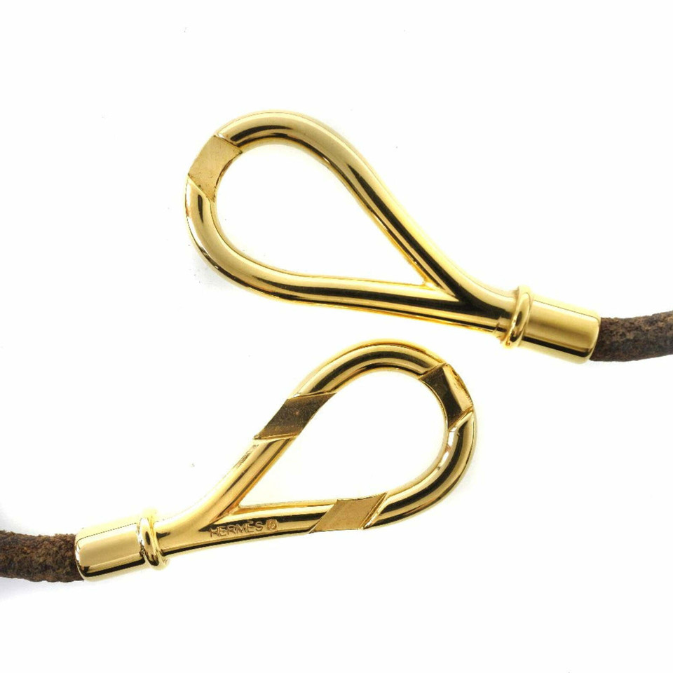Hermès Jumbo Hook Halskette aus Leder in Braun