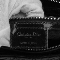 Christian Dior Lady Dior Large in Pelle verniciata in Nero