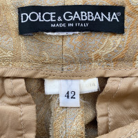 Dolce & Gabbana Paire de Pantalon en Soie en Doré