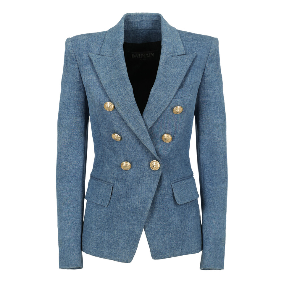 Balmain Jacket/Coat Cotton in Blue