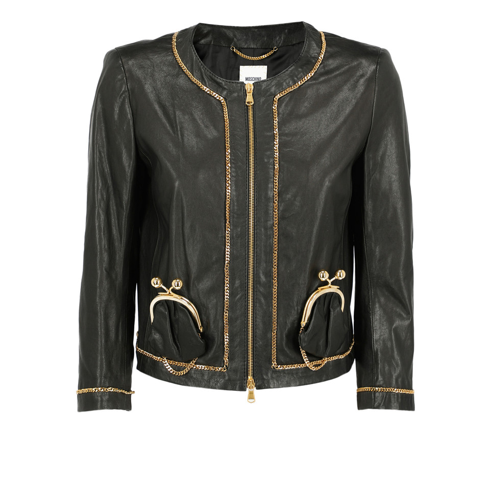 Moschino Jacket/Coat Leather in Black