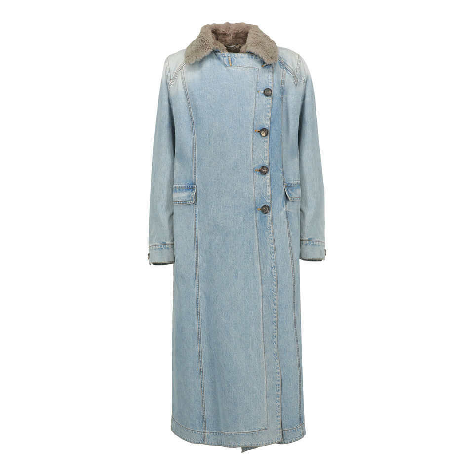 Max Mara Jacket/Coat Cotton in Blue