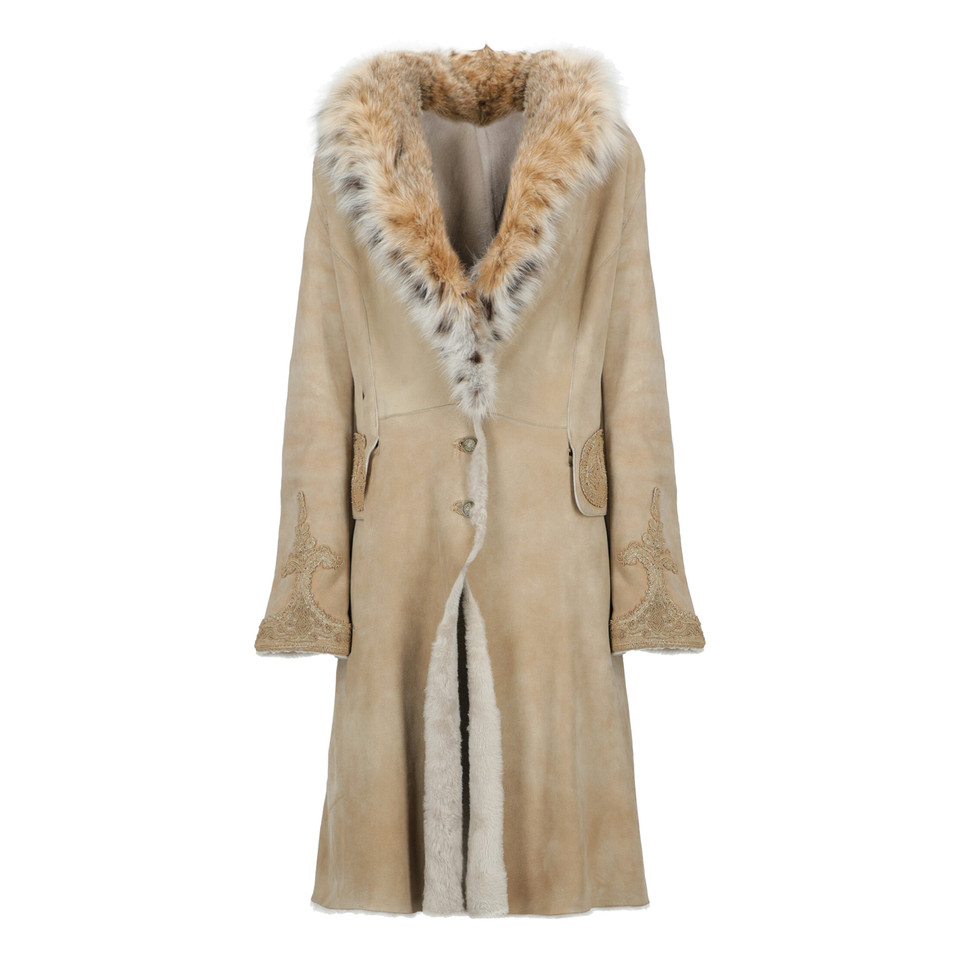 Ermanno Scervino Jas/Mantel Leer in Beige