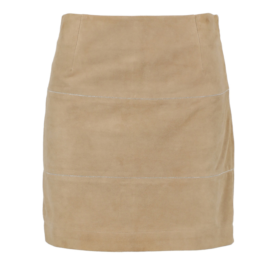Brunello Cucinelli Skirt Leather in Beige
