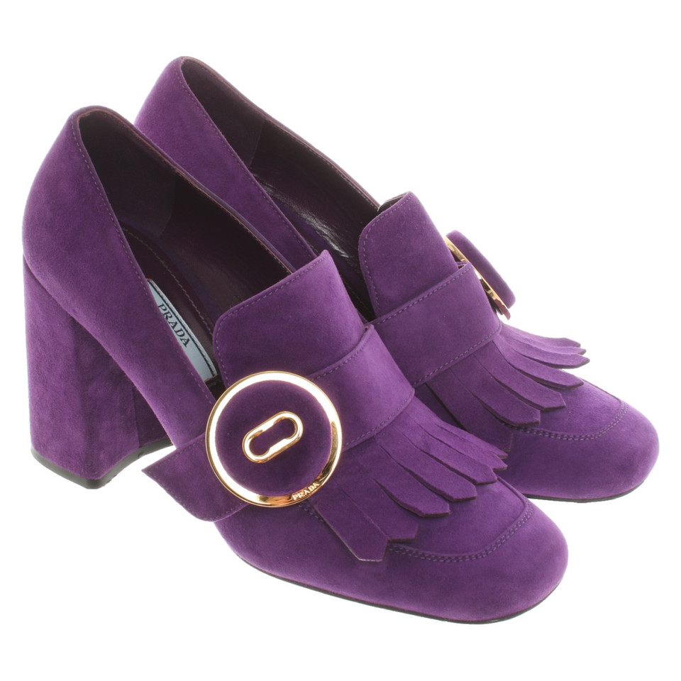 Prada Pumps/Peeptoes aus Wildleder in Violett