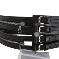 Alexander McQueen Black leather zipper belt.