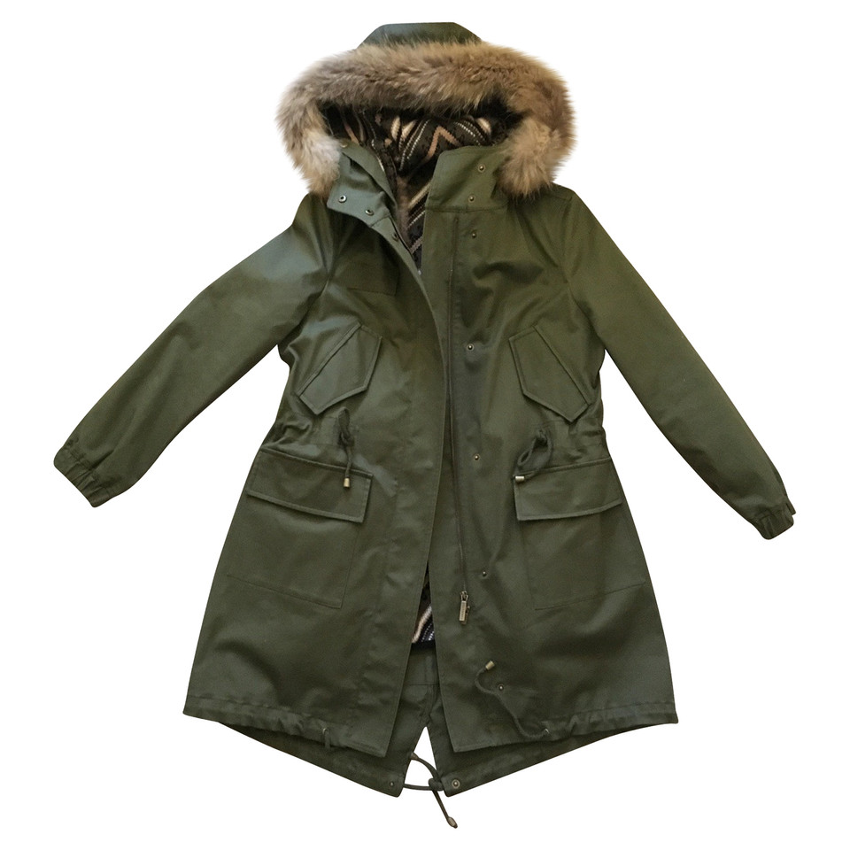 Stefanel Jacke/Mantel aus Baumwolle in Khaki