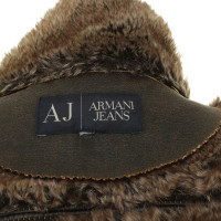 Armani Jeans Veste en cuir avec fourrure