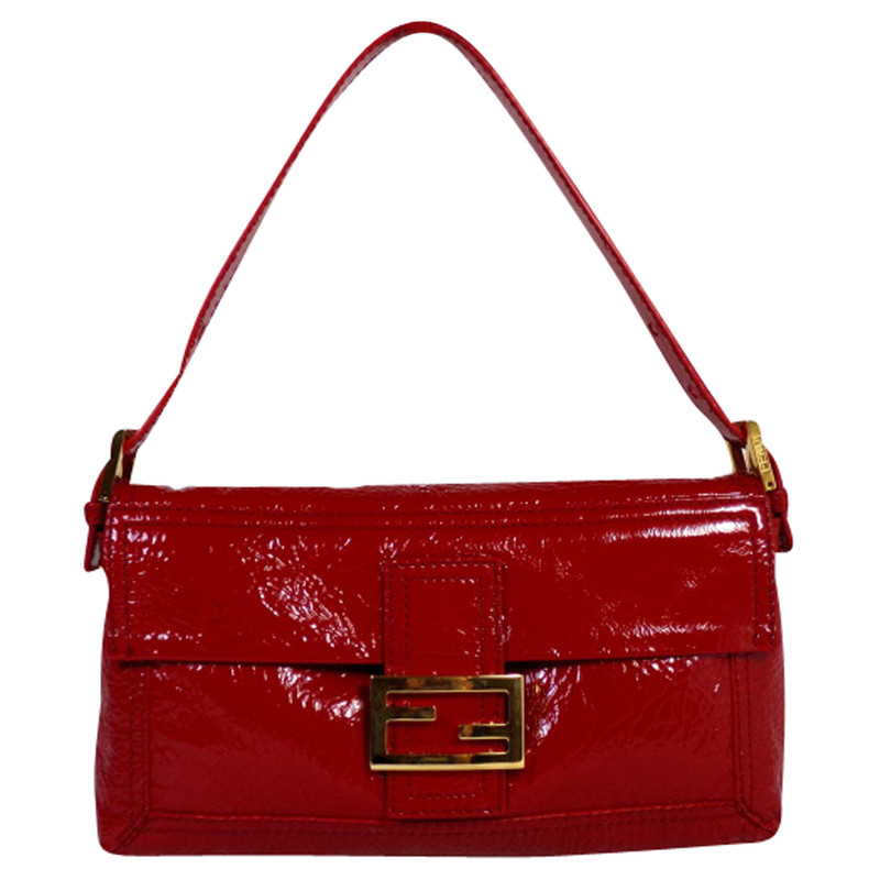 Fendi Baguette Bag Micro Patent leather in Red