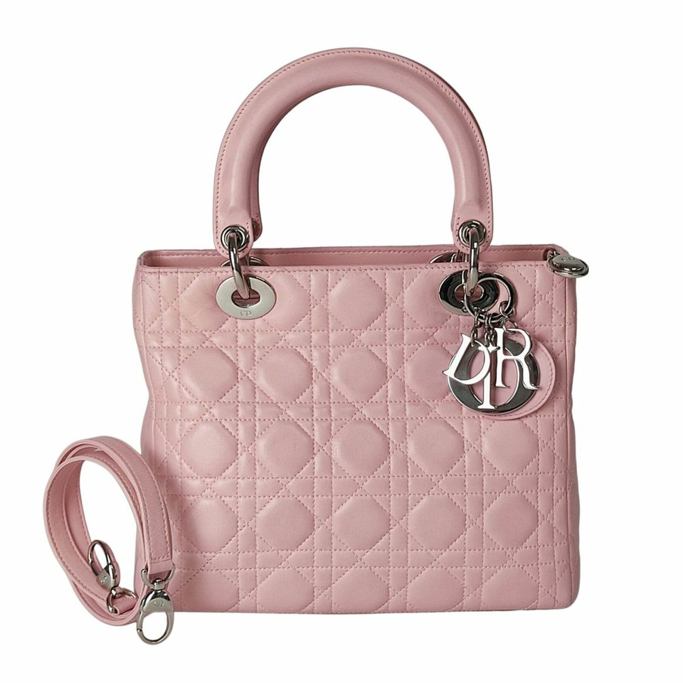 Christian Dior Lady Dior Leer in Roze