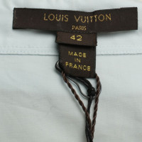 Louis Vuitton Luce blu camicia con colletto in velluto