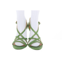 Ganni Sandalen aus Leder in Grün