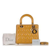 Christian Dior Lady Dior in Pelle verniciata in Giallo