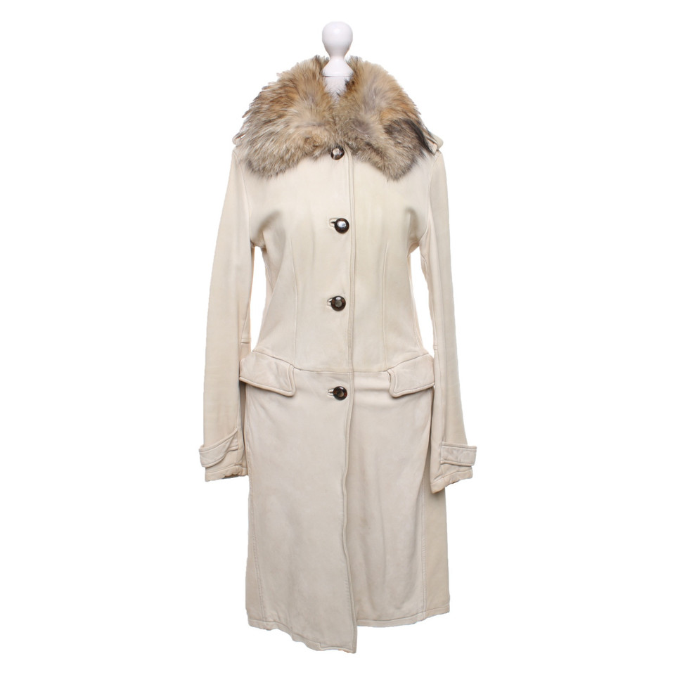 Giorgio Brato Leather coat with fur trim