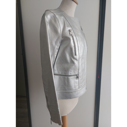 Karl Lagerfeld Jacket/Coat Leather in Silvery
