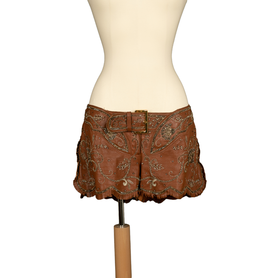 Dolce & Gabbana Short en Cuir en Marron