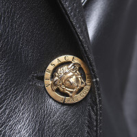 Gianni Versace manteau en cuir noir