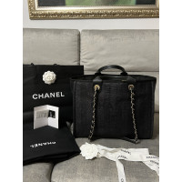 Chanel Deauville Tote Katoen in Zwart