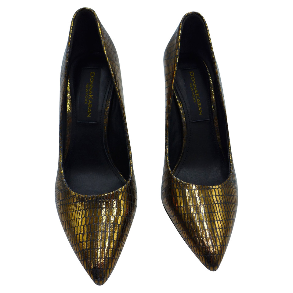Donna Karan Pumps/Peeptoes Leather in Gold