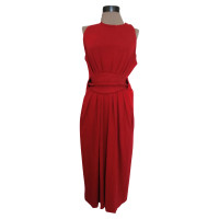Donna Karan red mid-length off shoulders wool dress