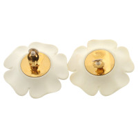 Chanel Camellia earclips in white