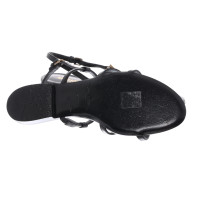 Saint Laurent Cassandra Flat Sandals Leather in Black