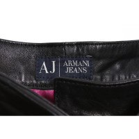 Armani Jeans Paire de Pantalon en Cuir en Noir