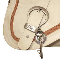 Christian Dior Gaucho Saddle Bag Leer in Crème